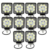 Willpower 10pcs 4 Inch 27w Square Spot LED Work Light Bar for Truck Car ATV SUV 4X4 Jeep Truck Driving Lamp