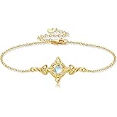 YAFEINI Witches Knot Bracelet S925 Sterling Silver Moonstone Witch Bracelets Celtic Trinity Knot Witch Jewelry Gifts for Women Mom Wife