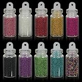 350buy 10 Colors Attractive Lady Bottle with Beautiful Silver Colorful Plastic Bead Nail Art Accessories with Bonus 2 More colors by 350buy