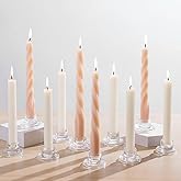 Glass Tapered Candlestick Holders: 10Pcs Small Taper Candle Holders Bulk Clear Candle Sticks Holder Decor Short Modern Candle Holder for Table Centerpiece Wedding Christmas Dinner Party