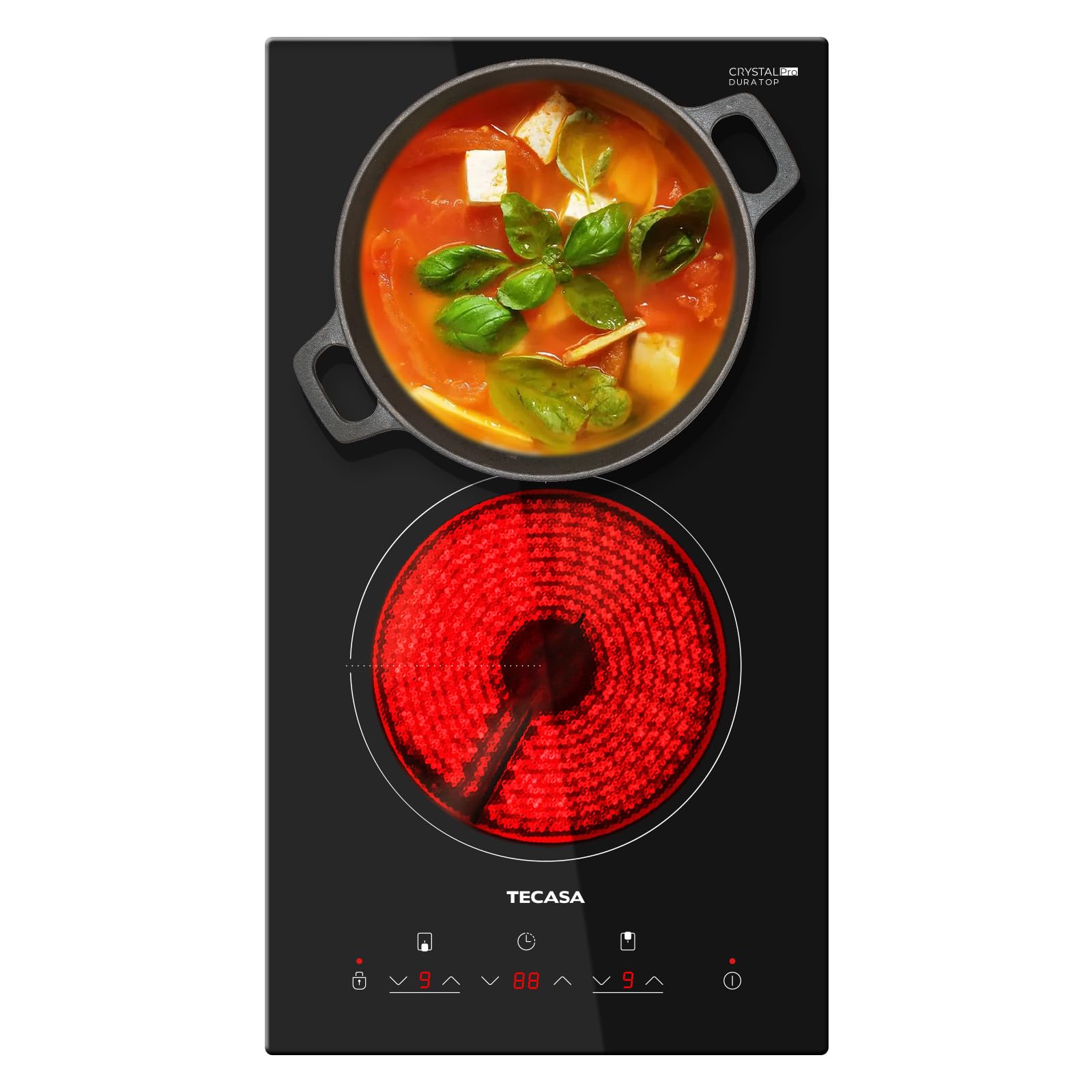 Photo 1 of ***similar item***12 Inch 2 Burners Electric Cooktop, TECASA 3000W Radiant Electric Hob with 9 Power Levels, Built-in Ceramic Stove Top with Child Lock, Timer, Residual Heat Indicator, Hard Wire (No Plug)