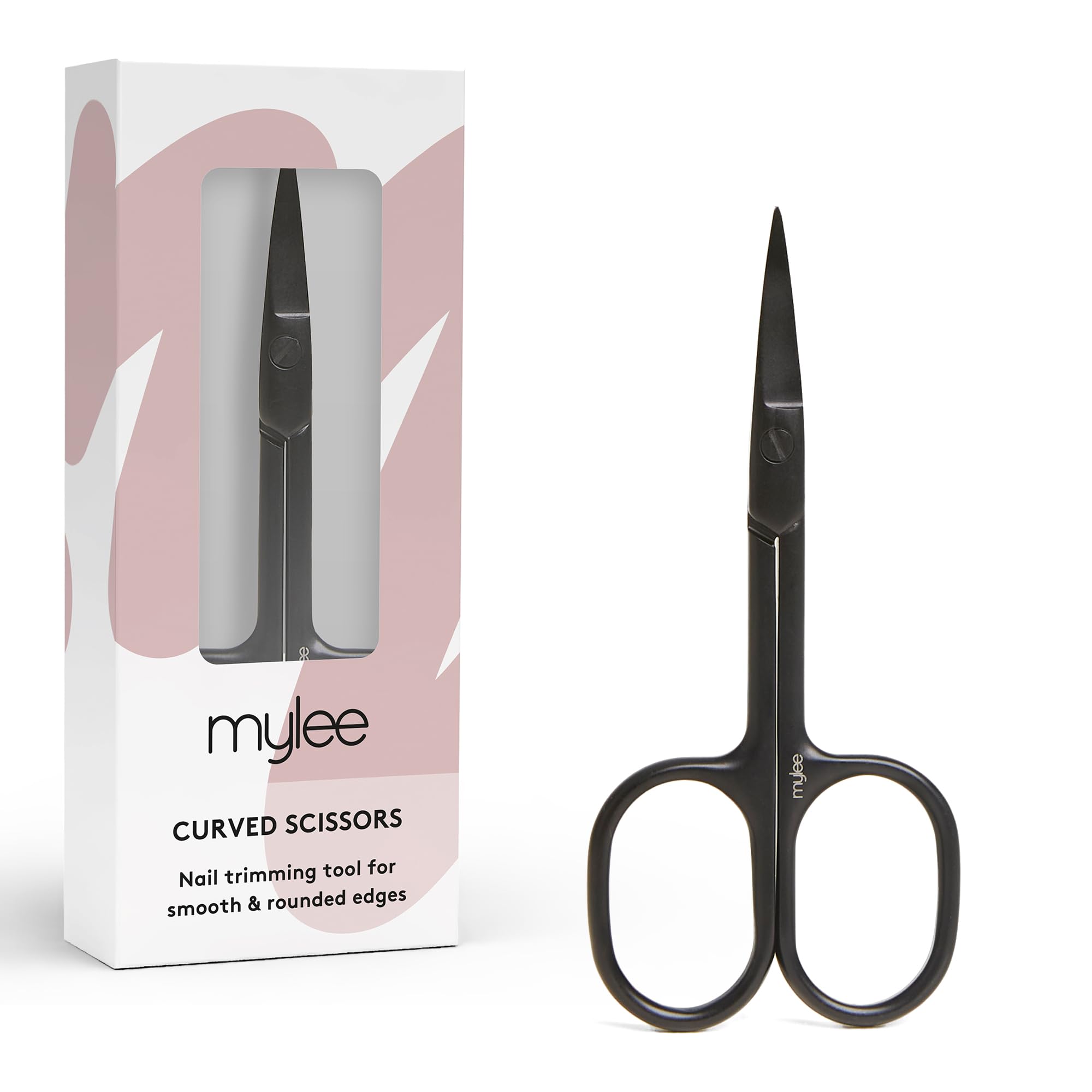 Mylee Curved Edge Nail Scissors – Professional, Sleek, Matte Black, Stainless Steel, Salon-Quality Nail Scissors for Precision Trimming and Smooth, Rounded Edges