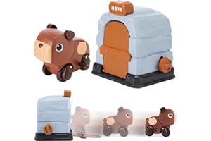 BIGSHU Wind Up Toy Cars and House Set, Bear Car Toys for Toddlers 1 2 3+ Year Old Boys Girls, Kids Racing Car Toys with Clockwork, Montessori Sensory Animal Baby Climbing Toys Christmas Birthday Gifts