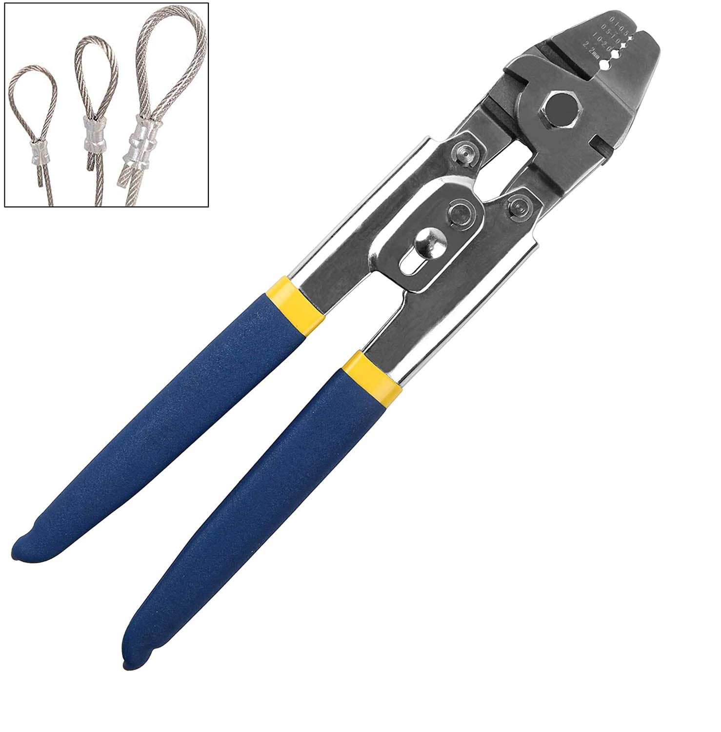 Wire Rope Crimper Sleeve Crimping Tool, Hand Crimping Pliers Set Crimp Sleeves Steel Wire Rope Cutter Crimper Tools Fishing Accessories