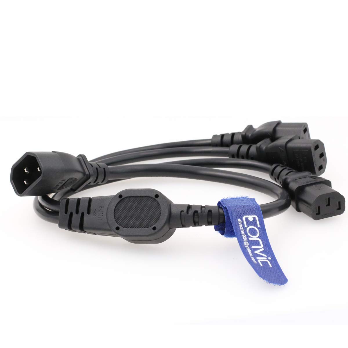 Eonvic IEC 320 C14 Male to 3 x C13 Female Y Splitter Power Cable 2ft