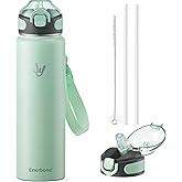 Enerbone 32 oz Insulated Water Bottle, Stainless Steel Bottle with Carrying Strap, Double-Wall Vacuum Insulation Design, Leakproof Sports Bottle with Straw, Keep Drinks Cold or Hot for Hours