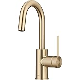 KRAUS Oletto Single Handle Kitchen Bar Faucet with QuickDock Top Mount Installation Assembly in Spot Free Antique Champagne Bronze, KPF-2600SFACB