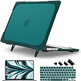 Batianda for New MacBook Air 13.6 inch Case 2025 M4 2024 2022 Release Model A3240 A2681(M2) A3113(M3), Heavy Duty Shockproof Protective Hard Shell with Fold Kickstand & Keyboard Cover, Teal