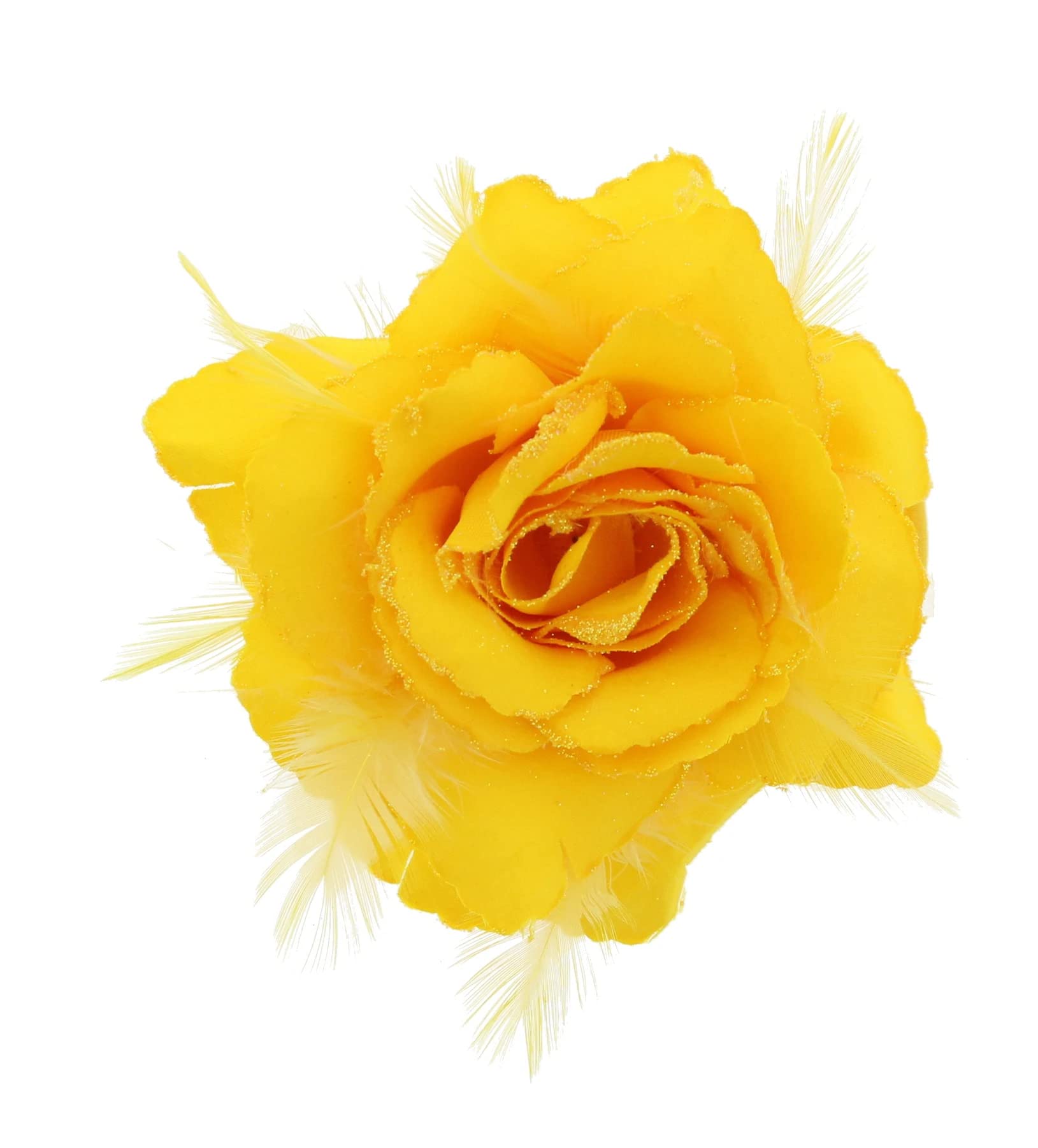 Topkids Accessories Rose Flower Hair Clip Hairband Brooch Safety Pin Hairpin Floral Corsage Fascinator Hair Band Aligator Beak Grip for Women & Girls Wedding Prom Party Special Occasion (Yellow)