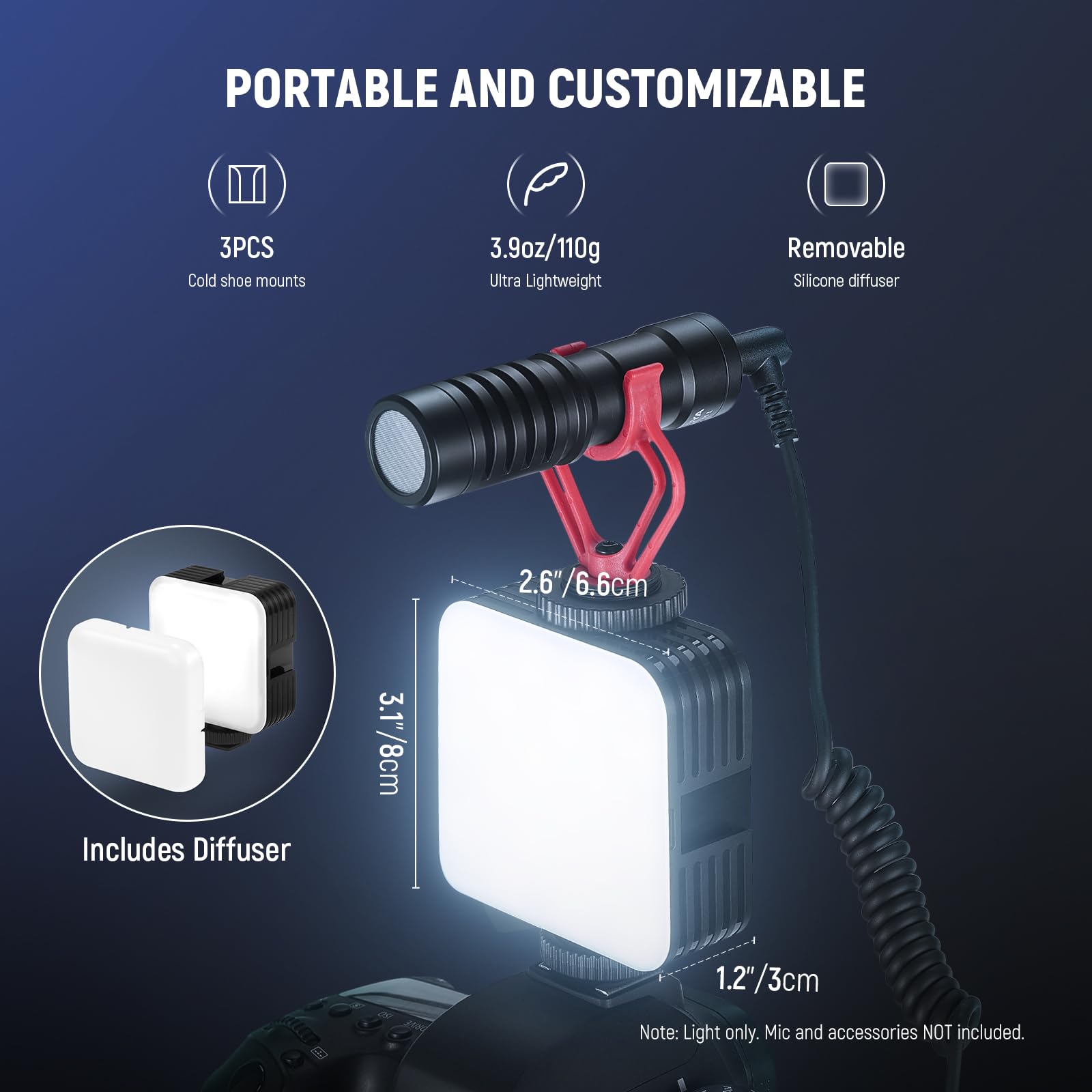 NEEWER Magnetic RGB Camera Light, 360° Full Color RGB61 Small LED Panel Video Light with 3 Cold Shoe Mounts/CRI 97+/20 Scene Modes/2500K-8500K/2000mAh Portable Recording Photography Selfie Lighting