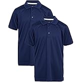 Galaxy by Harvic Boys Polo Shirt - 2 Pack Moisture Wicking Collared Short Sleeve Button Up Polo Shirts for Boys