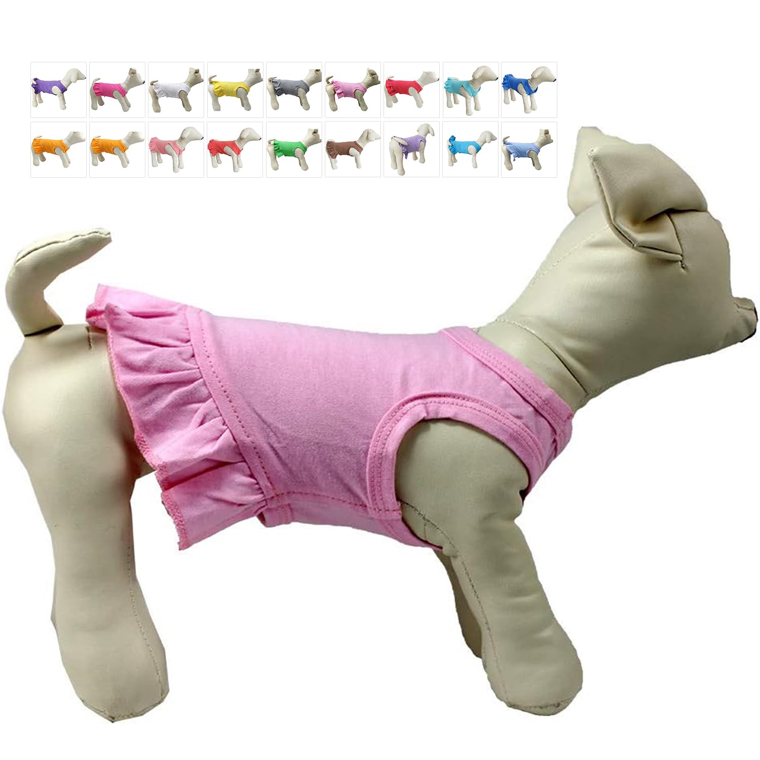 Longlove Pet Clothes Small Dog Clothing Blank Color Sport Dress T-Shirts Tee Dresses Tanks Top for Small Size Female Dogs Summer Spring Pet Costumes 100% Cotton (M, Pink)