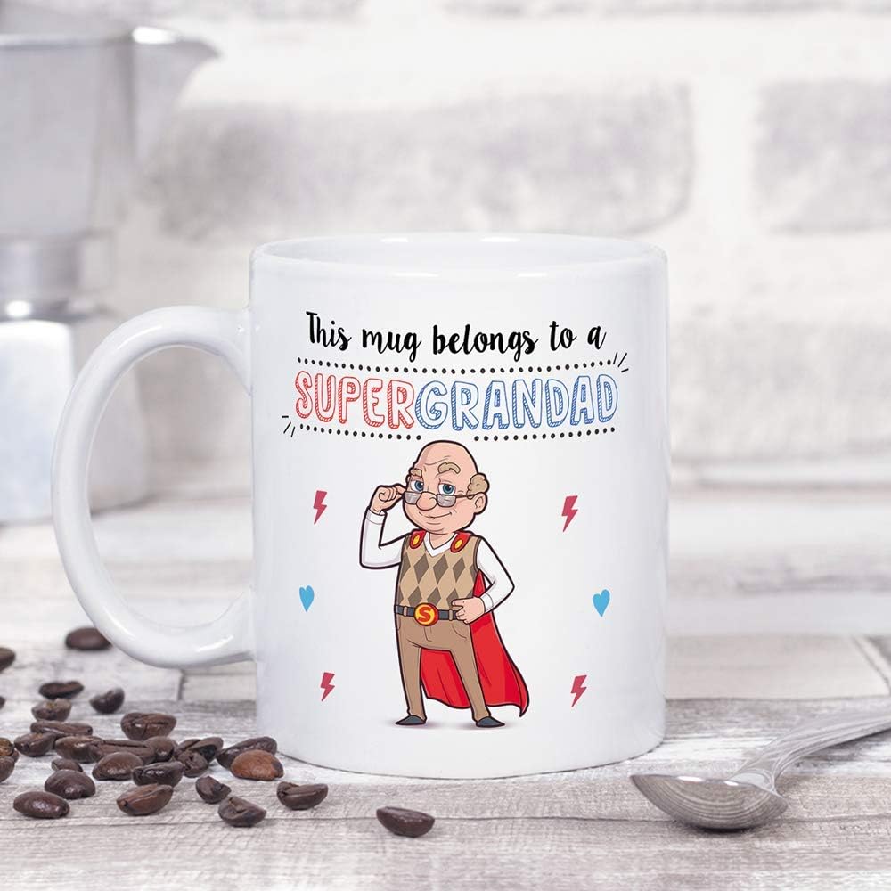 MUGFFINS Grandad Mug - Super Grandad - Coffee Grandpa Mug for Breakfast Birthday Present for Grandfathers/Ceramic 11 oz - Image 3