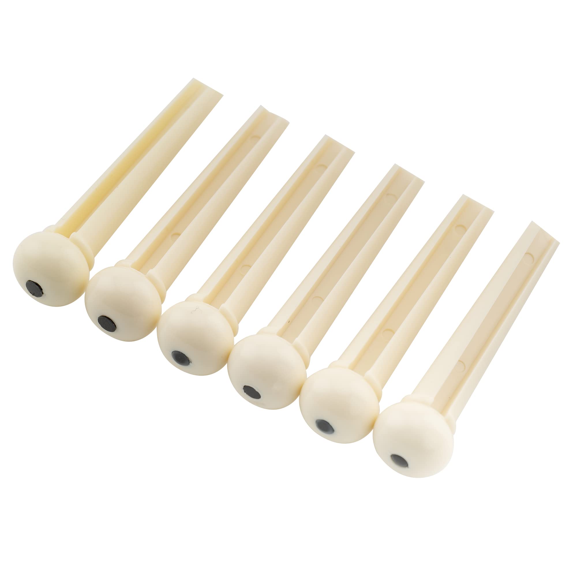 Musiclily Plastic Acoustic Guitar Bridge Pins,Ivory Color with Black Dot (6 Pieces)