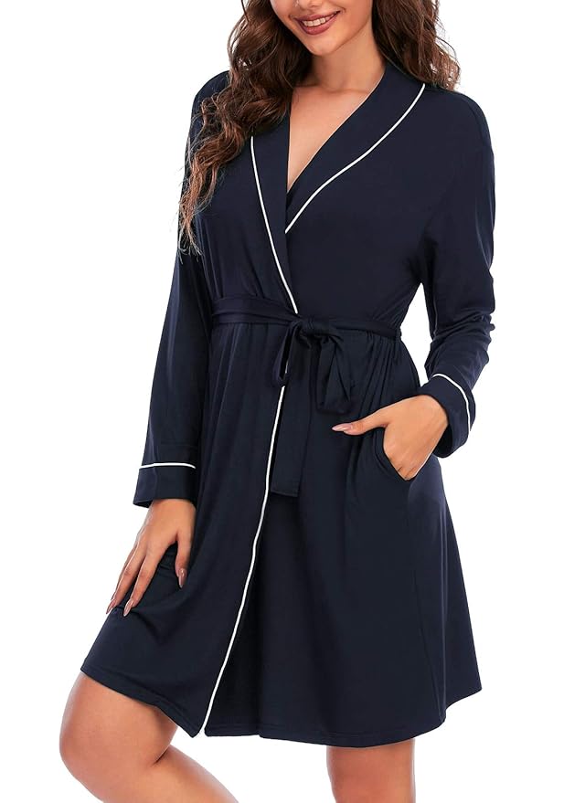 Buy Womens Robe Kimono Lightweight Robes Knee Length Bathrobe Soft