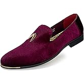 MHB Men's Multiple Colors Velvet Loafer Slip-on Tuxedo Dress Shoes Glitter Suede Smoking Slipper