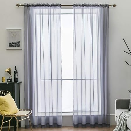 MIULEE Cortinas Poliéster Translucida de Dormitorio Moderno ...