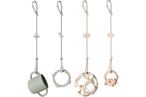 Andy Bear Toy Straps for Baby Toy Safety Straps Silicone High Chair Toy Straps Toddler Bottle Straps for Strollers, High Chair, Cribs, Car Seat, Stroller Accessories, Dinosaur Toys Straps 4PK Sage