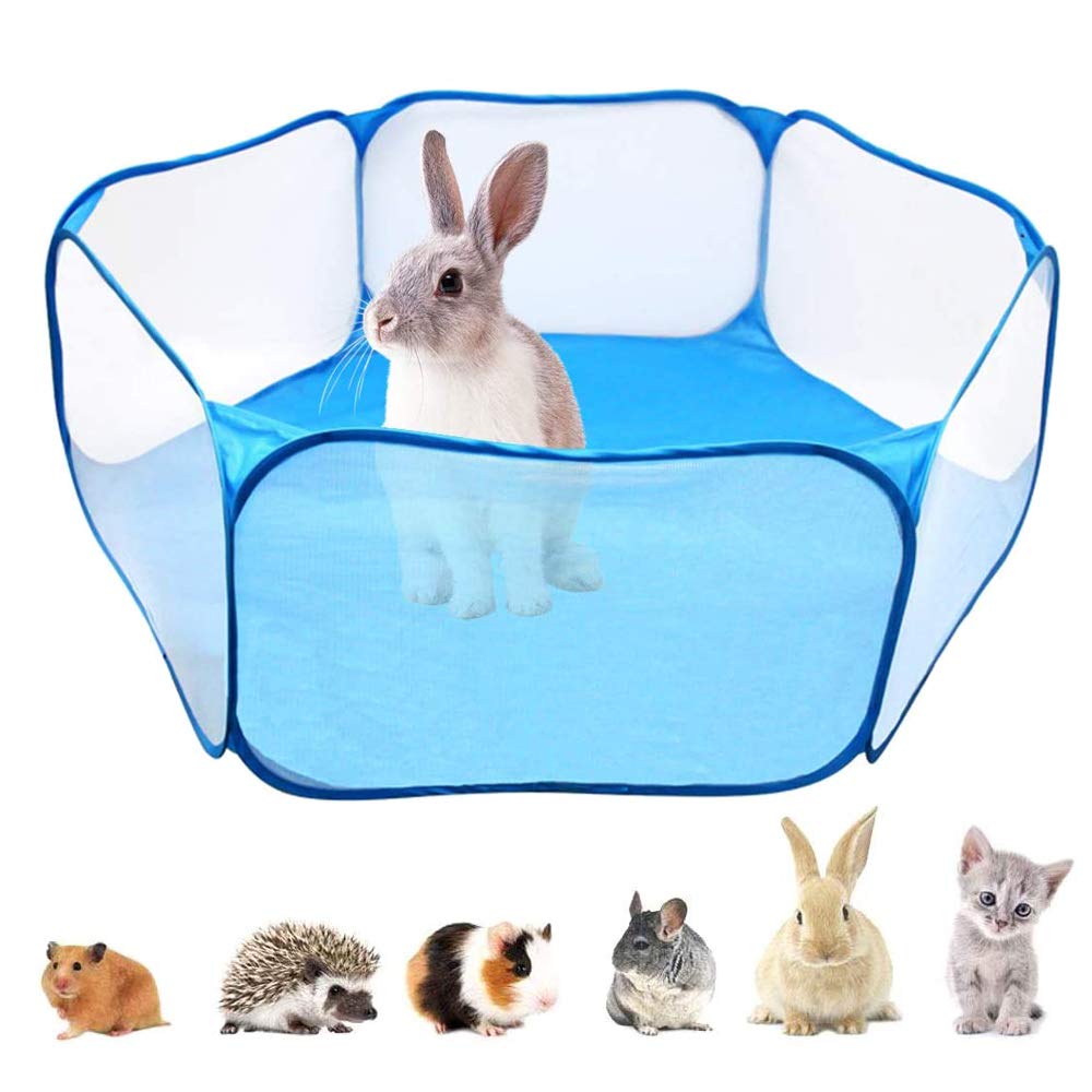Breathable Pet Tent, 4 Feet Foldable Animal Cage Tents, Pet Play Tent, Small Animal Playpen for Hamsters, Guinea Pigs, Hedgehogs, Rabbits, Cats, Dogs (Blue)