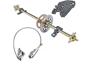 Go Kart Rear Axle Kit 44-inch Axle with Pillow Block Sprockets Brake Discs Hubs Chains Brake Master Cylinder Calipers Replace