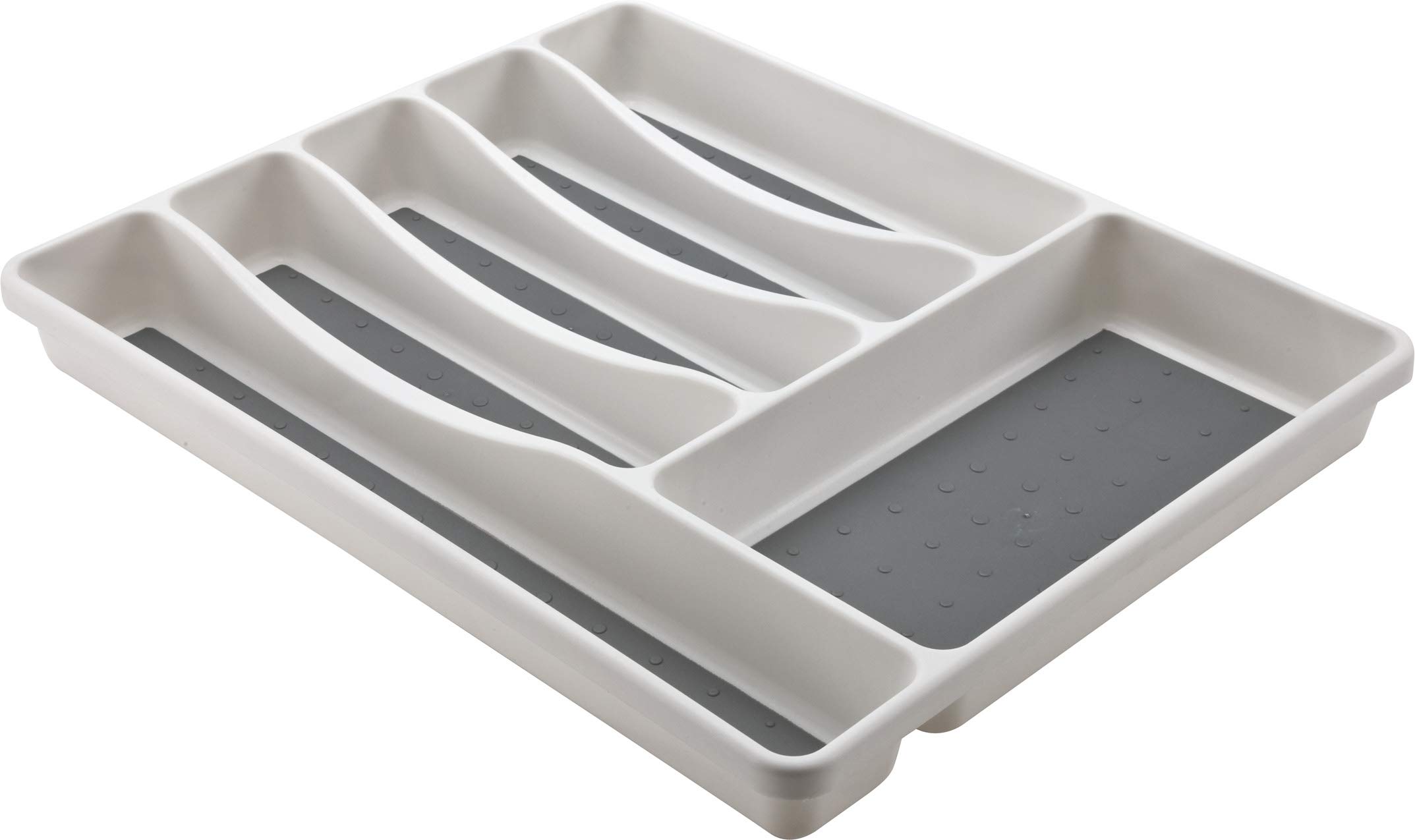 M-Home Cutlery Tray for Kitchen Drawer, 6 Compartments in Plastic, White 40.5 x 34.5 x 4.5 cm, Space System I PLS262