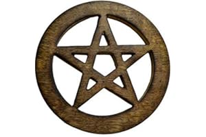 AzureGreen Pentagram Altar Tile 4" (Brown) (Brown) (Black) (Brown)