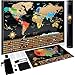 Scratch Off World Map Poster + Deluxe United States Map –Includes Complete Accessories Set & All Country Flags – Premium Wall Art Gift for The Loved Ones – Bonus USA Traveler’s eBook