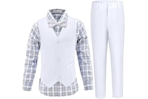 QISUMA Boys Suits Toddler Formal Suit Set Kids Ring Bearer Outfit for Teen Boys Wedding Tuxedo Communion Dress Clothes