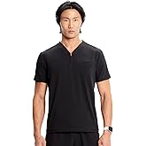Cherokee Infinity Mens Partial Zip V-Neck Scrub Top, Rib-Knit Panels, 2 Zip Pockets, 1 Welt Pocket PROTX2 Fabric- IN702A