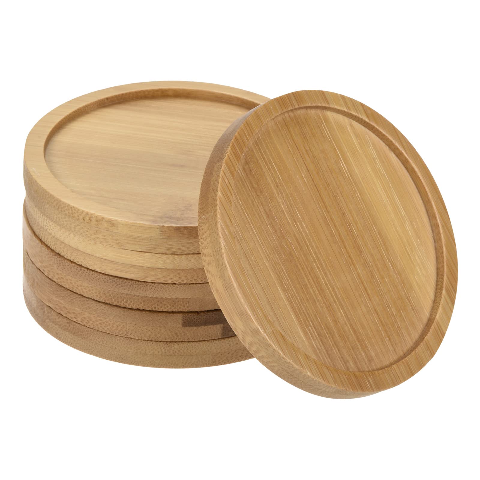 PATIKIL Plant Pot Saucer, 6 Pack 3.4 Inch OD Bamboo Round Flower Drip Tray for Indoors