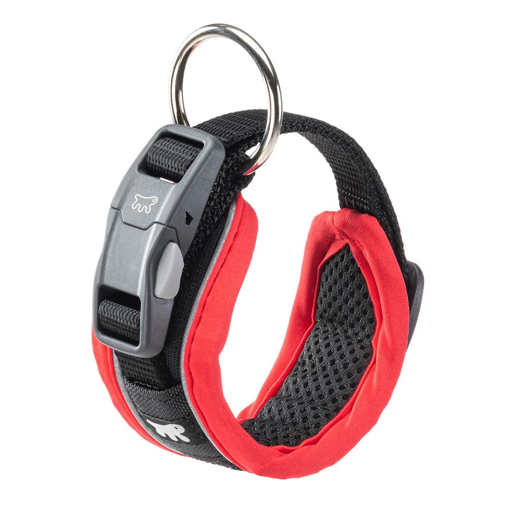 Ferplast Dog Collar GENIUS C15/35, Reflective, Breathable, Adjustable, Quick Release Magnetic Closure, Collar for Small Size Dogs, Soft Padding, Red — image 1