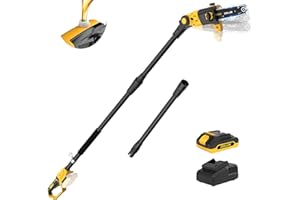 ZEGJAW 8-Inch Pole Saw for Tree Trimming Cordless 15-FT Max Reach,Auto Oiling,Tool-Less Electric Pole Saw,Tree Trimmer with B