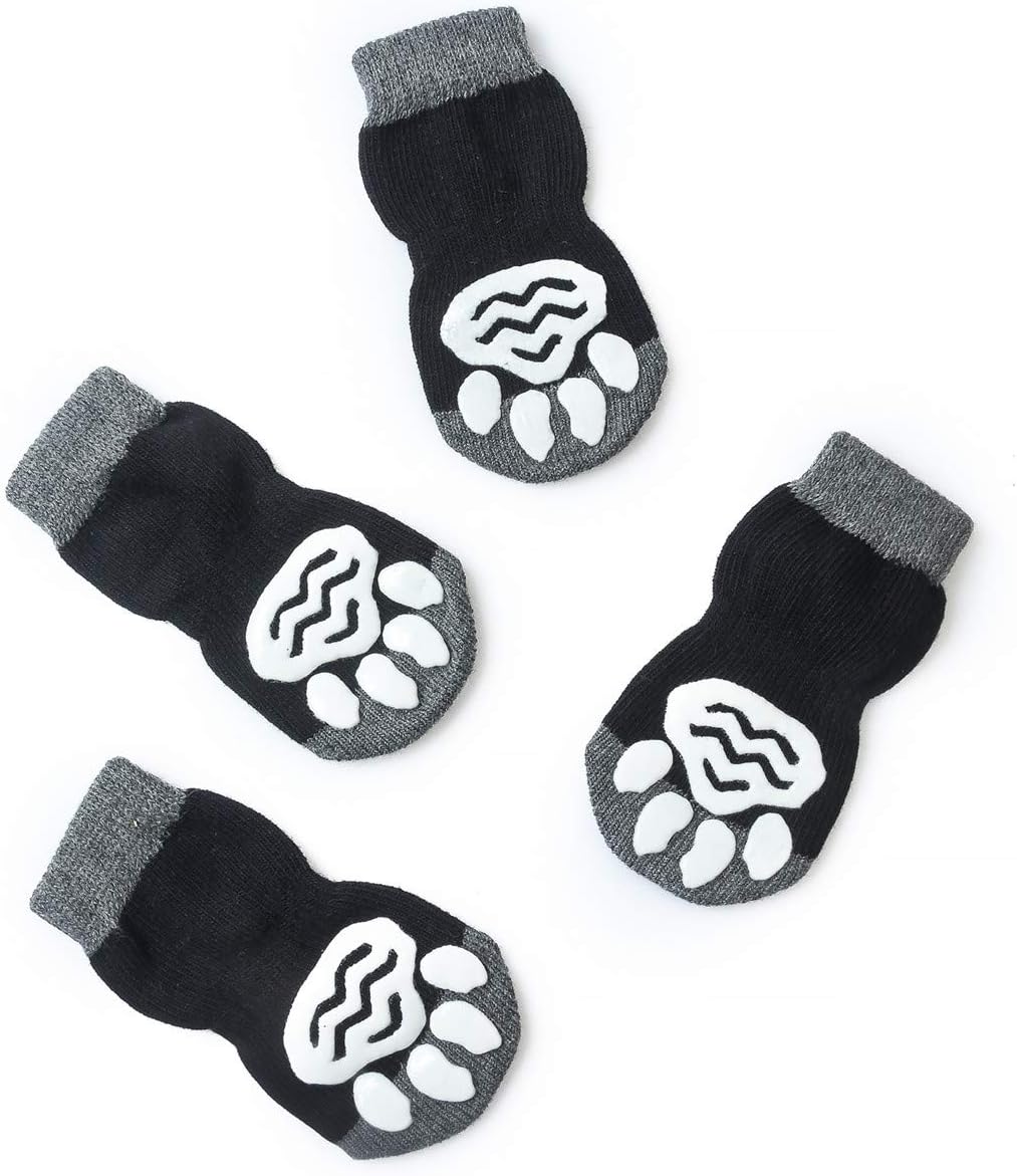 Pet Heroic 8 Sizes Anti-Slip Dog Socks Cat Socks Dog Cat Paw Protector With Rubber Reinforcement, Traction Control for Indoor Wear, Fit Extra Small to Extra Large Dogs Cats