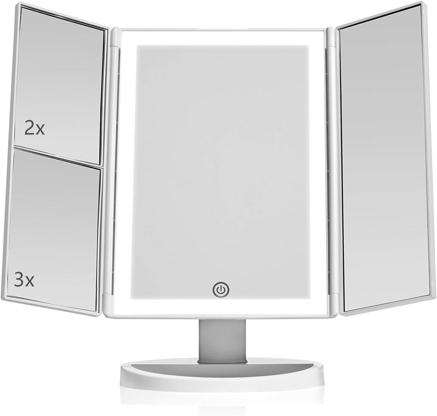 HOMI Trifold Lighted Vanity Makeup Mirror with 1x / 2X