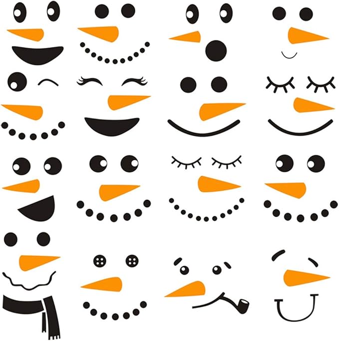 32pcs Snowman Face Stickers - Christmas Snowman Refrigerator Sticker ...