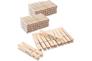 SUPTILICS Clothes Pins Wood for Hanging Clothes,3.5 Inch【100pcs】 Heavy Duty Wooden Clothespins,Clothes Pins for Craft,Wooden Clips for Pictures. | Rust Resistant