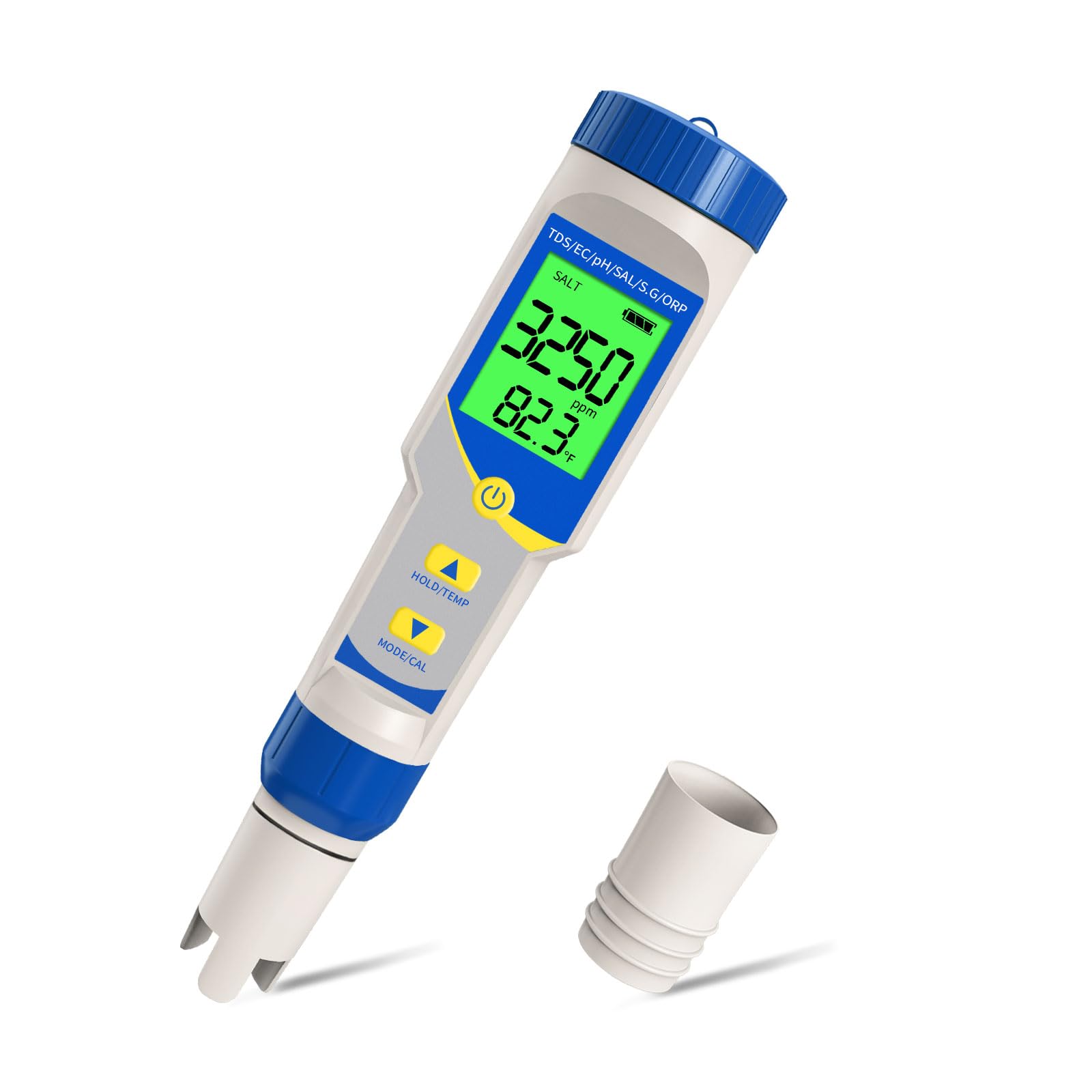 YIYEGO TDS Meter pH Tester for Water, Digital pH Salt Tester for Pool, 7 in 1 ORP EC Salinity Tester for Saltwater Pool Aquarium Sodium Chloride Swimming Pools Hot Tub Spas