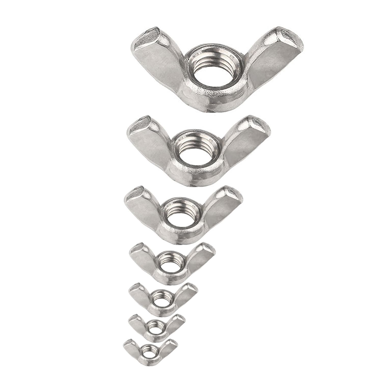 75 Pcs Wing Nut Assortment Kit - Stainless Steel Metric Butterfly Nuts (M3/M4/M5/M6/M8/M10/M12) - Hand Twist for Electrical, Automotive, Wood Products, Mechanical Equipment Fixings
