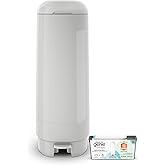 Diaper Genie Signature Pail (Grey) Includes 1 Easy Roll Refill with 18 Bags | Holds Up to 846 Newborn-Sized Diapers Per Refil