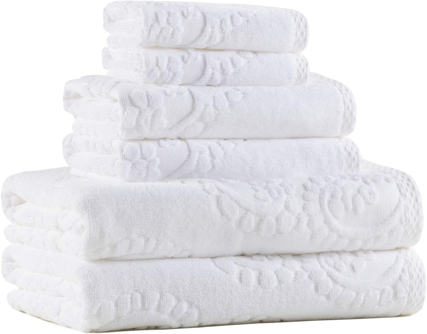 Amazon.com: Truly Lou Decorative 6 Piece Bath Towel Set for Bathroom - Luxurious Jacquard Woven ...