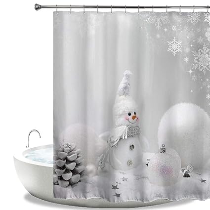 Shower Curtains Home Garden Us Stock Xmas Tree Baubles Snowman