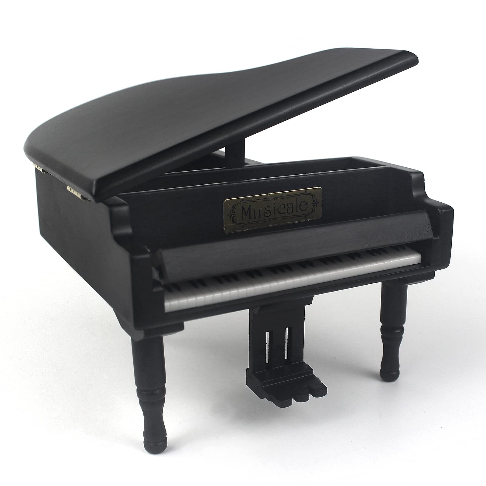 Sinzyo Wooden Black Piano My Neighbor Totoro Shaped Music Box with Stool Creative Birthday Gift for Valentine's Day