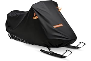 AUTOLION Snowmobile Cover, 420D Durable Oxford Fabric Waterproof sled ski Cover with Reflective Handles, Elastic Bottom Can B