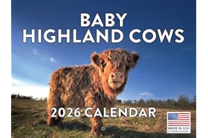 POSTER FOUNDRY Baby Highland Cow Calendar 2026 Monthly Wall Calender 12 Month | American Made In The USA