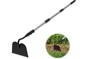 MANXRKUI Draw Hoe Garden Tool, Heavy Duty Garden Hoes for Weeding Long Handle, Easy Stand Up Scraping Weeder Tool for Garden, 5.5 FT Adjustable Weed Hoe with 6-inch Wide Welded Blade