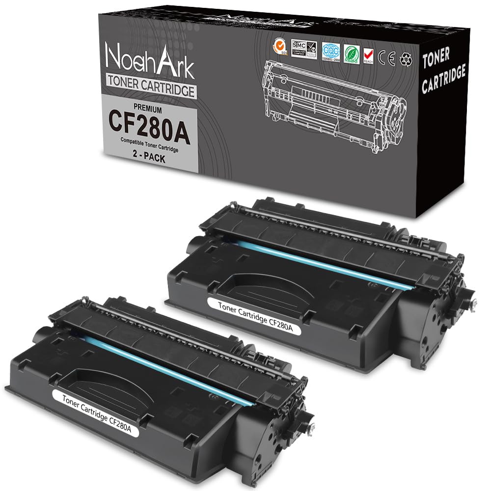 NoahArk Compatible with CF280A 80A Toner Cartridges Replacement for Laserjet Pro 400 M401dn M401dw M401n M401a M401d M401dne MFP M425dn MFP M425dw Printer (2 Black)