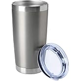 HASLE OUTFITTERS 20oz Tumblers Bulk Stainless Steel Cup with Lid Double Wall Vacuum Insulated Coffee Mug for Cold & Hot Drinks 1 Pack, Grey