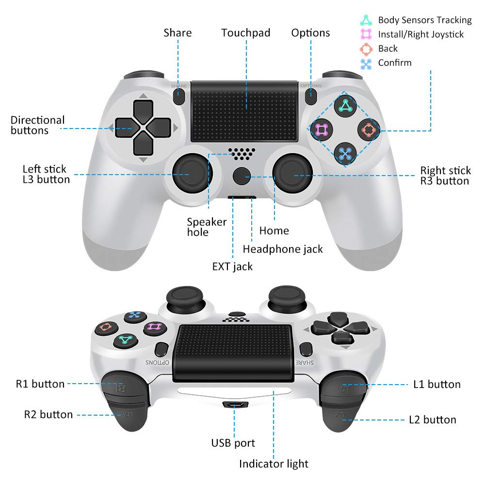 YCCTEAM Wireless Controller for PS4 - Video Game Precision Control Gamepad joystick for Playstation 4/Pro/Slim (White)