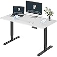 FLEXISPOT E6 Essential 3 Stages Dual Motor Electric Standing Desk 55x28 Inch Whole-Piece Board Height Adjustable Electric Sit Stand Desk(Black Frame + White Desktop, 2 Packages)
