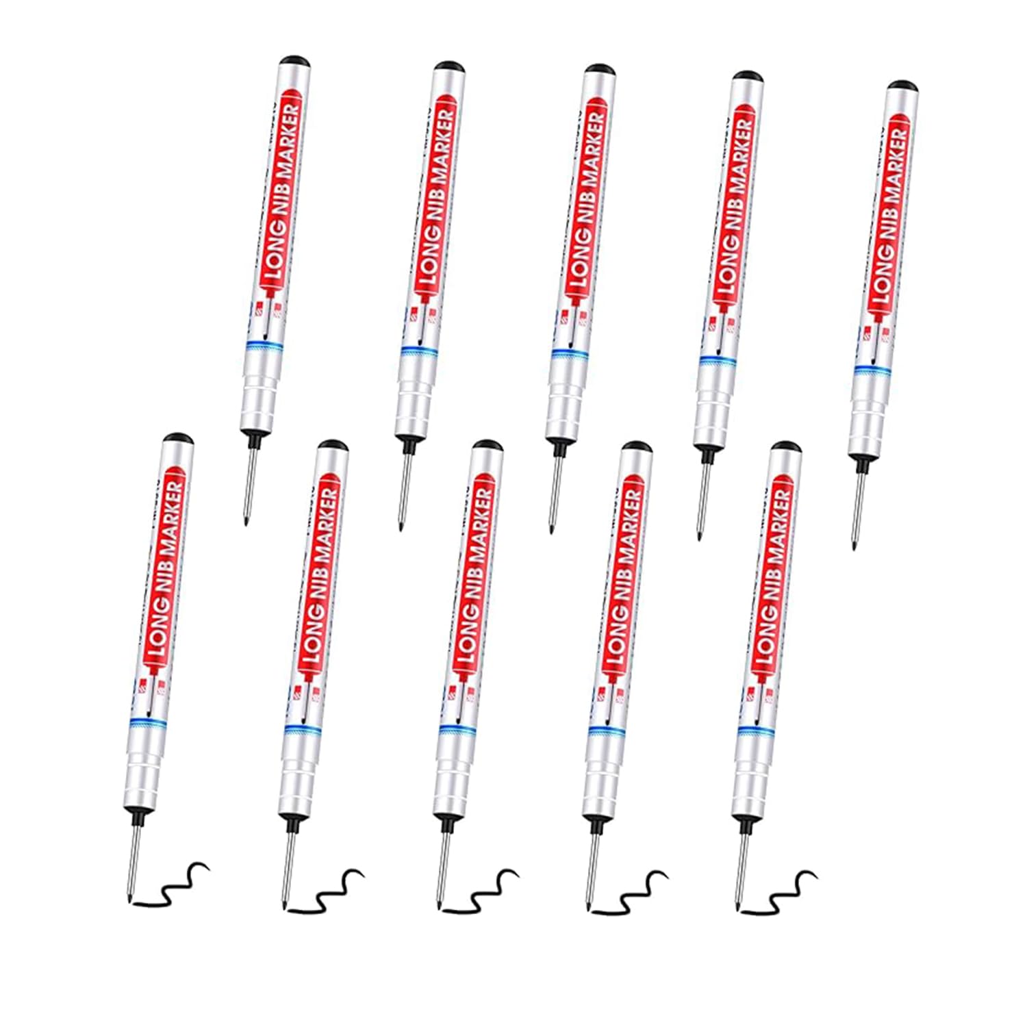 YLYDMY 10 Pieces Deep Hole Marker Pens,20 mm Long Head Deep Hole Marker Pen,Woodworking Markers,Marking Tool for Permanent Marking of Hard To Reach Areas